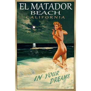 EL MATADOR Beach CA Original Marilyn Monroe Travel Poster New Retro Bathing Beauty Pin Up Ocean Art Print 171