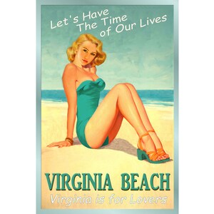 VIRGINIA BEACH VA Ozean Strand Pin Bis Poster Zeit unseres Lebens neue Retro Atlantic Shore Kunstdruck 168