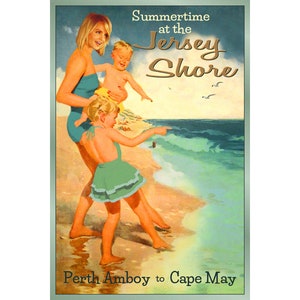 Jersey Shore Poster New Retro Familie Strand Garten State Travel Art Print 398