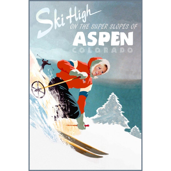 Aspen Colorado Travel Poster Rocky Mountains Snow Ski Paris Art Print 329