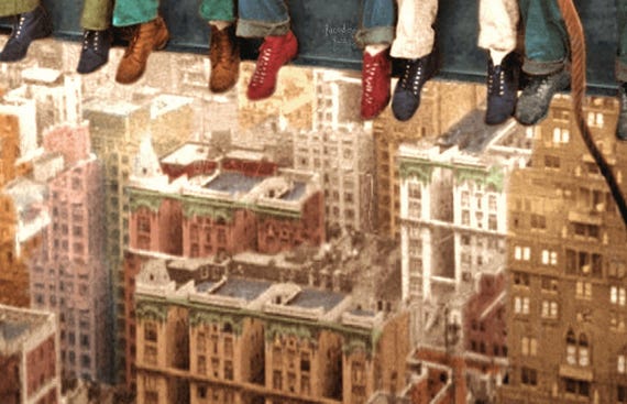 Impression Toile NYC Skyscraper Lunch – Gris – Art Moderne Vintage