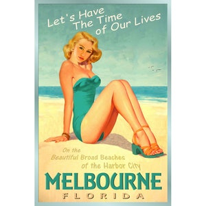 Melbourne Florida Space Coast Beach pin up cartel de viaje tiempo de nuestras vidas nuevo retro Atlantic Shore Art Print 205