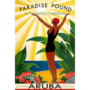 Aruba niederländische karibische tropischen ABC Inseln Reise Poster Roger Broders Repro Kunstdruck 314