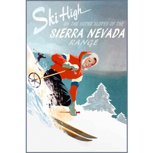 Sierra Nevada California Travel Poster Snow Ski Paris Art Print 329