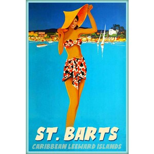 St Barts karibischen tropischen Strand Reise Poster Repro Leeward Inseln Kunstdruck 377