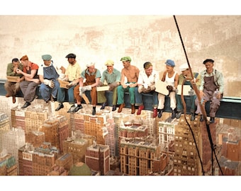 Lunch on Girder Beam Skyscraper 30 Rockefeller Center New York Colorized Poster Art Print 334