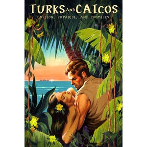 Turks and Caicos Islands Caribbean Lucayan Travel Poster Pulp Cover Art Print 397