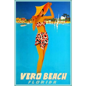 Vero Beach Florida Indian River County Travel Poster Atlantic Coast Art Repro Print 377