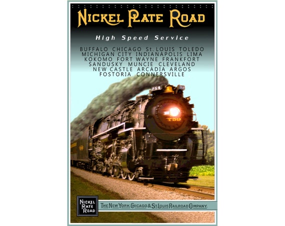 Nickel Plate Road Berkshire Engine 759 Railroad Steam Train Poster Art Print 016