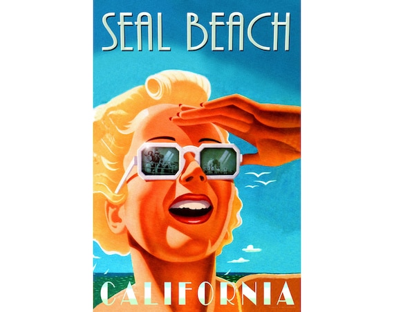 VENICE BEACH California New Original Poster Pacific Ocean Pin Up Art Print 241