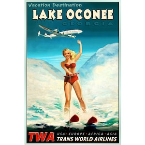 Lake Oconee Georgia Waterski Travel Poster Art Print 127 - DIGITAL FILE Version For Download