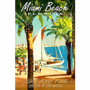 Miami Beach Florida Atlantic Gold Coast Travel Poster Champseix Repro Art Print 387
