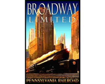 Pennsylvania Railroad BROADWAY LIMITED Pociąg Nowy Retro Plakat PRR Art Print 032