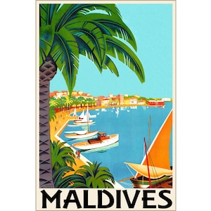 Maldives Tropical Islands Travel Poster Roger Broders Repro Art Print 313