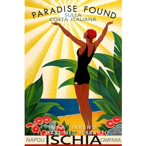 Ischia Italy Tyrrhenian Sea Naples Campania Travel Poster Roger Broders Repro Art Print 314