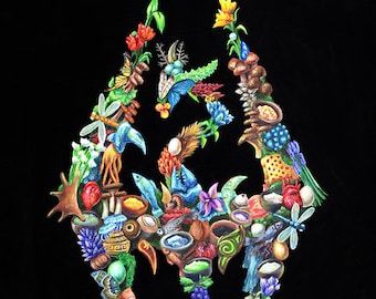Alchemy Print - Art Print of Original Acrylic Painting Alchemy Dragon - Geek Art - Holographic Video Game Art