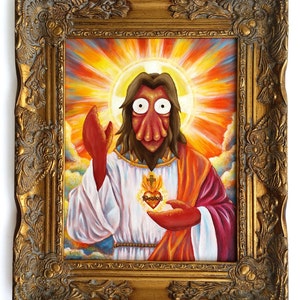 Futurama Zoidberg Jesus portrait Futurama art Art print of original acrylic painting Geeky Fun Pop Culture Christmas Gift image 3