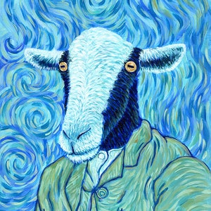 Vincent van Goat - Parody Alternative Vincent Van Gogh Portrait Print of Painting - Fine classic Famous Art