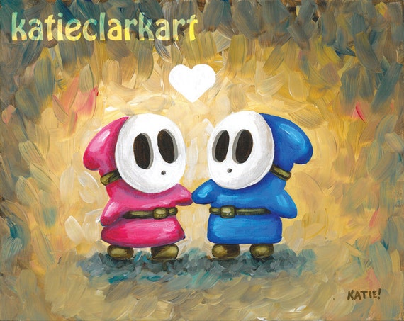 Shy Guys in Love Shy Guy Painting Shy Guy Print Shyguy