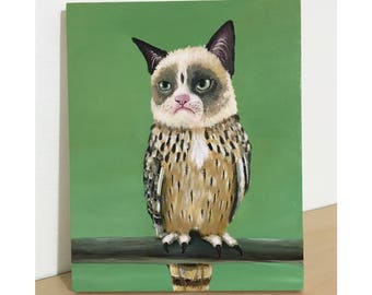 Grumpy Owl - Original Acrylic Painting