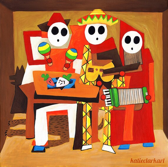 Three Mariachi Guys Shy Guy Painting Pablo Picasso Print