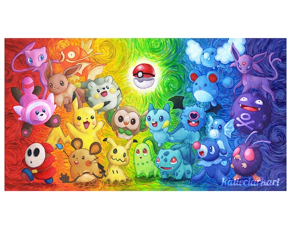 Pokemon Gogh Van Goghkemon Art Print Of Original Painting Etsy