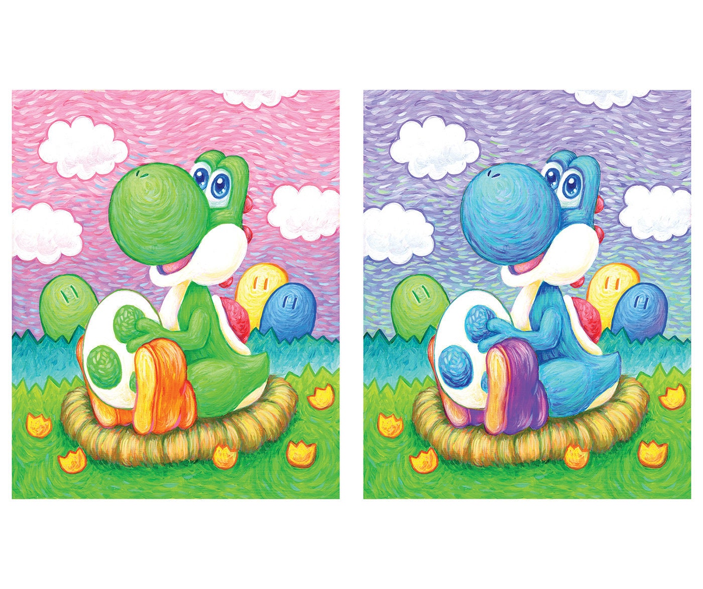 Mario Art, Mario Gift, Game Art, Luigi Art, Yoshi, Watercolor Art Print,  Geek Gift, Funny Art, Mario Watercolor, Videogame Art, Set of 4 -   Norway