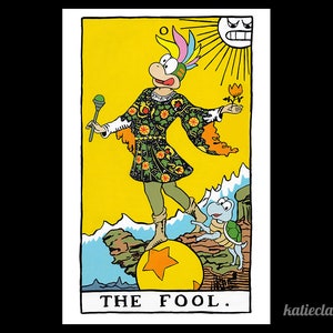 The Fool - Art Print of Original Painting - Geeky Lemmy Koopa Tarot Card Print - Rider Waite Parody Painting - Video Game Fan Art