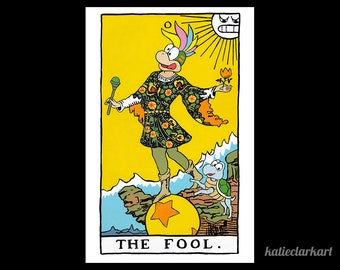 The Fool - Art Print of Original Painting - Geeky Lemmy Koopa Tarot Card Print - Rider Waite Parody Painting - Video Game Fan Art