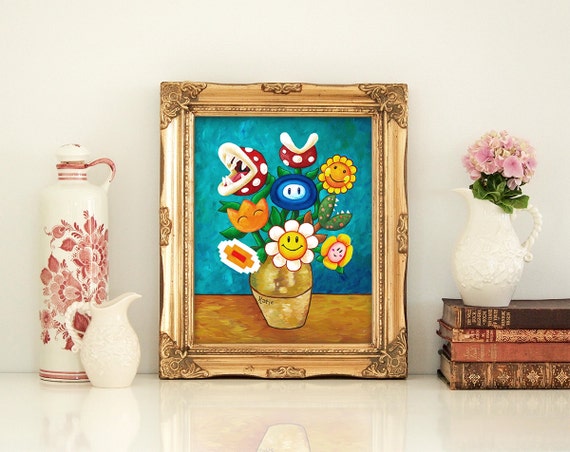 Mario Van Gogh's Flower Vase - Art Print - Alternative Vincent Van