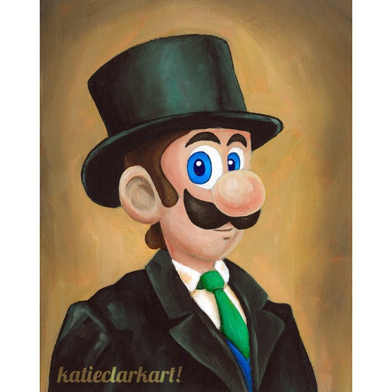 Dapper Luigi Super Mario Bros Painting 