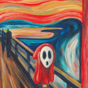 The Scream Print - Shy Guy Painting - Alternative The Scream - Shy Guy Fan Art - The Scream Parody - Video Game Art