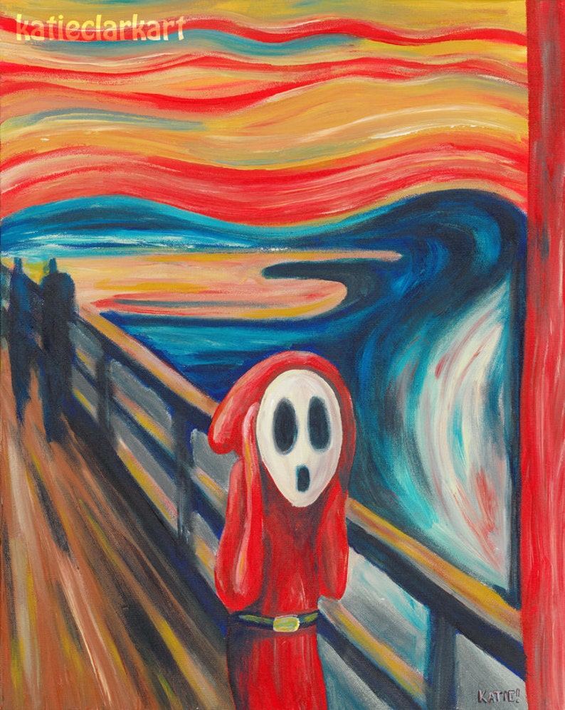 The Scream Print Shy Guy Painting Alternative The Scream Shy Guy Fan Art The Scream Parody Video Game Art image 1