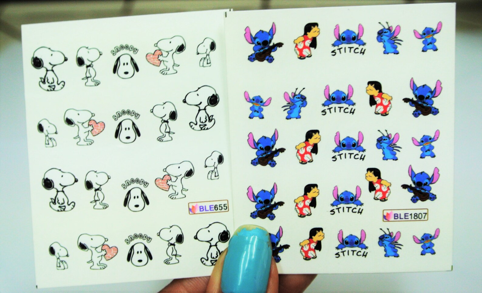2 Sheets Nail Decal Lilo and Stitch Nail Art Snoopy Nail Etsy