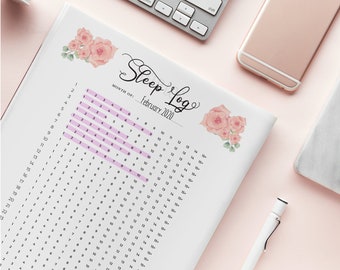 Monthly Sleep Tracker Printable (28, 29, 30, 31 Day Logs) - Planner Insert for Bullet Journal - US Letter A4 A5