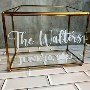 Glass Card Gift Box with Top Slot | Personalized Wedding Gift Centerpiece | Modern Wedding Decorations | Wedding Card Box | Keepsake Box
