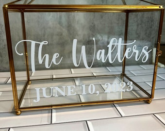 Caja de regalo de cristal con ranura superior / Centro de mesa de regalo de boda personalizado / Decoraciones de boda modernas / Caja de tarjetas de boda / Caja de recuerdo