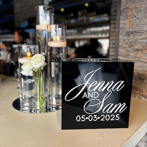 Acrylic Card Gift Box with Top Slot | Personalized Wedding Gift Centerpiece | Modern Wedding Decorations | Wedding Card Box | Keepsake Box