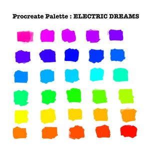 Procreate Palette: ELECTRIC DREAMS (Neon-Farbtöne) Digital Download