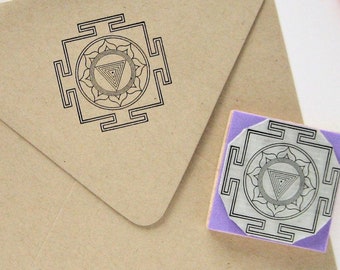 KALI YANTRA Rubber stamp, Kali Yantra Stamp, Yantra Stamp, Yoga Teacher Gift, Mandala Stamp, Sacred Geometry Stamp, Buddhist Stamps, Ma Kali