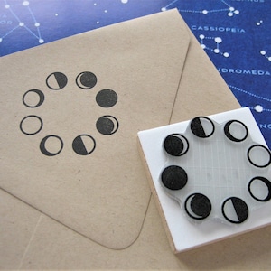 Moon Phases Stamp. Moon Stamp. Phases of the Moon Stamp. Lunar Phases Stamp. Moon Cycle Stamp. Moon Rubber Stamp. Handmade stamp.