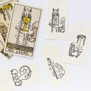 Jeu de tampons en caoutchouc Tarot Aces, As d'épée, pentacles, tasses, baguettes, arcanes mineurs, costumes de cartes de tarot, tampon de tarot pour journal ésotérique