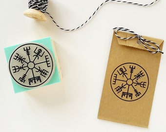 Vegvisir Stamp, Viking Compass Stamp, Runic Compass,  Runes Stamps, Iceland Symbol, Viking Rubber Stamp, Norse Symbol, Protection Amulet