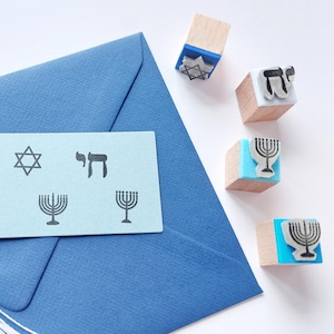 Jeu de tampons symboles juifs, petite étoile de David pour agenda, mini tampon chai, tampon menorah pour journalisme, cadeaux mitzvah