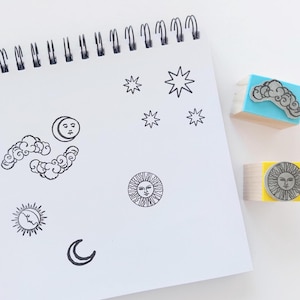Tarotkaarten Luchtsymbolen Stempels, zon, maansikkel, ster, wolk, tarotdagboekbundel, groot arcana-spel, esoterische planner, mystiek