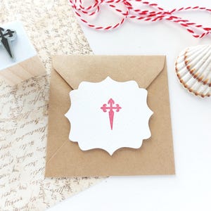 Santiago Cross Rubber Stamp, Saint James Apostle, Scallop Shell Symbol, Camino Pilgrim Badge, Compostela Souvenir