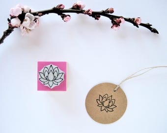 Sello de goma con forma de flor de loto para diario, mini símbolo para arcilla, regalo para profesor de yoga, papelería con nenúfares, creación de tarjetas Nenuphar, jardín zen