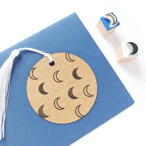 Set of Mini Crescent Moon Rubber Stamps, Outline Waning Moon for Journaling, Astrology Symbol, Cosmic Lover Gift, Lunar Phases Stamp