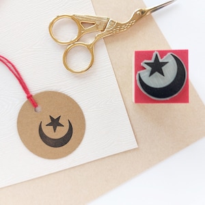 Carimbo de estrela e lua crescente, carimbo de lua crescente, presentes islâmicos, cartões de felicitações de Eid, convites de casamento muçulmanos, Ramadan Kareem, Habibti