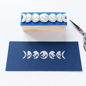 Lunar Phases Stamp, Moon Lover Rubber Stamp, Celestial Journaling, Crescent Moon Decor, Astronomy Gift, Planets Stamps, Space Theme Party